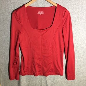 Tahari Red Long Sleeve Blouse